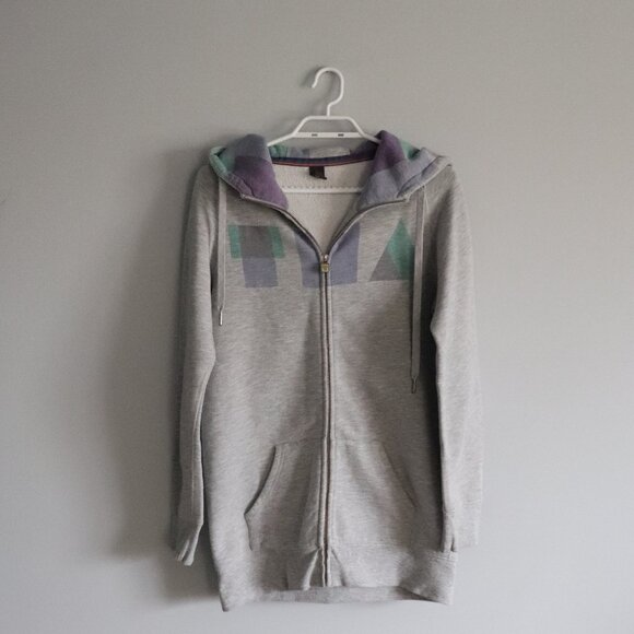 Tna Womens Grey Sz M Full Zip Long Drawstring Comfy Hooded Fleece Sweater - Picture 1 of 14